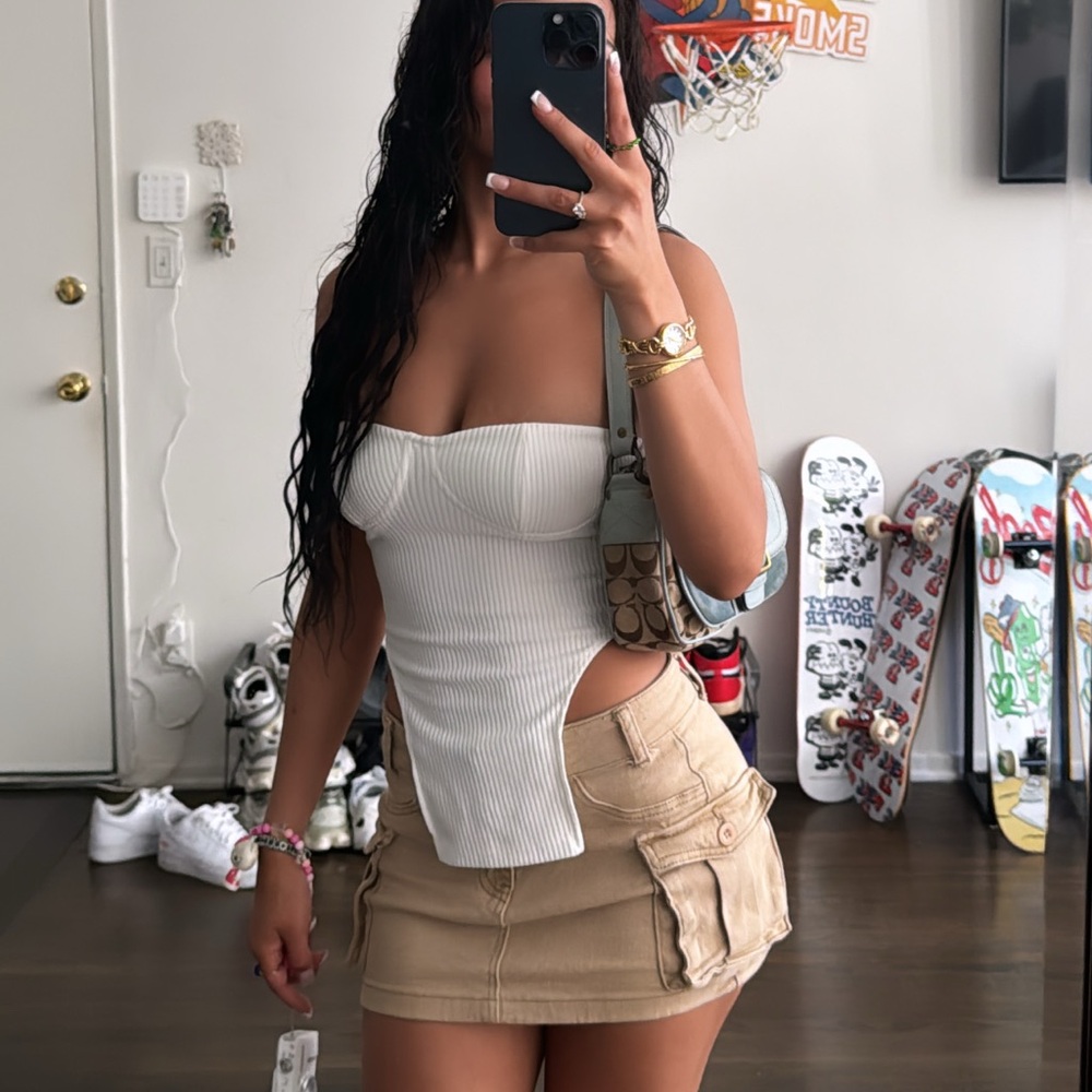 White Strapless Top